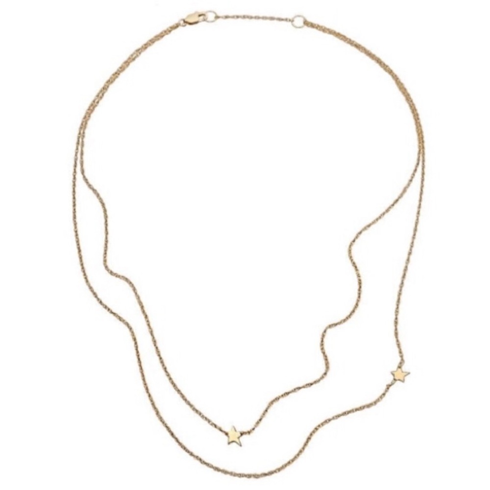 Jennifer Zeuner Star Double Chain Choker Necklace in Gold
